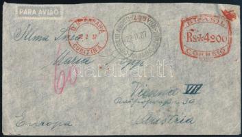 1937 Légi levél gépi bérmentesítéssel Bécsbe / Airmail cover with frankotyp franking to Vienna