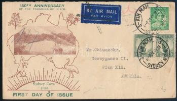 1938 Légi levél 3 bélyeggel Ausztriába, hátoldalán budapesti átmenő bélyegzéssel / Airmail cover to Vienna