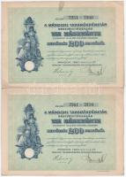 1927. Mándok "Mándoki Takarékpénztár Részvénytársaság" tíz részvénye egyenként 20P-ről, összesen 200P-ről (4x) sorszámkövetők T:XF-F szennyeződés