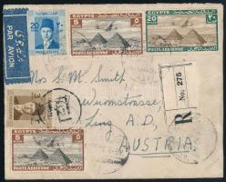 1938 Légi ajánlott levél Ausztriába / Airmail registered cover to Austria