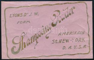 Shampooing Powder Amerikain, St. New-York, U.S.A., régi reklámboríték, kissé viseltes állapotban, 12x7,5 cm