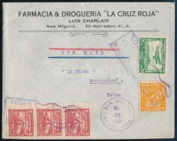 1937 Légi levél 5 db bélyeggel Svájcba / Airmail cover to Switzerland