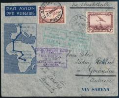 1935 Légi levél Ausztriába / Airmail cover to Austria BRUXELLES + ELISABETHVILLE - WIEN