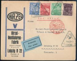1934 Légi levél Leipzigbe klf bélyegzésekkel / Airmail cover to Leipzig