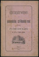 1880 Értesítvény a Pannonhalmi Szt-Benedek-rend Győri főgimnáziumáról az 1879/80. tanév végén. Győr, 1880, Gross. 86p.. Kiadói papírkötésben, sérült gerinccel, foltos borítóval és címlappal.