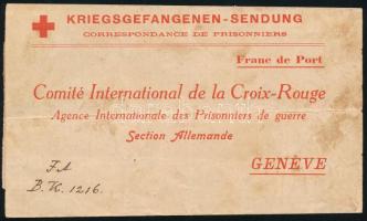 cca 1918 Internationales Komitee vom Roten Kreuz, Nachrichten-Formular / Nemzetközi Vöröskereszt had...