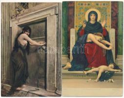 17 db RÉGI megíratlan művész képeslap vegyes minőségben, közte Stengel lithok is / 17 pre-1945 unuse...