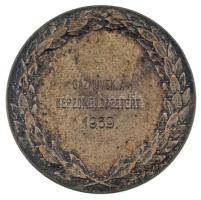 1939. "1938 / Gázművek a képzőművészetért 1939" ezüstözött bronz emlékérem "Arkanzas ...