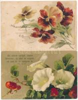 15 db RÉGI virágos képeslap vegyes minőségben, sok litho / 15 pre-1945 flower motive postcards in mi...
