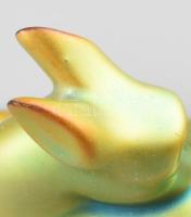 Zsolnay eozin mázas őzike, jelzett, kopásnyomokkal, lepattanással,, m: 6,5 cm, h:9 cm