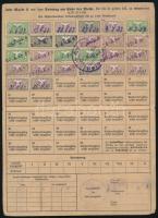 1937 Német Harmadik Birodalom, rokkantbiztosítási igazolvány magyar személy részére, 26 db bélyeggel