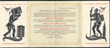 1926 Gyoma, Kner Izidor könyvnyomda és kiadóvállalat kihajtható reklámlapja, a pengő bevezetése miat...