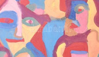 Csepeli Németh Miklós (1934-2012): Páros. Tempera, karton, jelzés nélkül. Paszpartuban. 27×27 cm