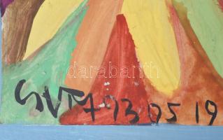 Csepeli Németh Miklós (1934-2012): Bohóc, 1993. Tempera, papír, kartonra kasírozva. 30×21 cm