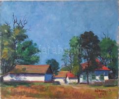Kákonyi István (1917-1993): Napfényes faluvége, 1981. Olaj, rétegelt falemez, jelzett, 38×46 cm