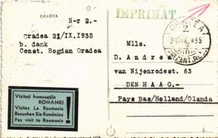 1935 Nagyvárad, Oradea; Strandul Municipial / Városi strandfürdő. Hátoldalon reklámcímke / spa, swim...