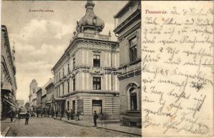 1905 Temesvár, Timisoara; Lonovits utca, Hungária szálloda. Divald Károly 782. / street, hotel (ragasztónyomok / gluemarks)