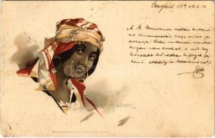 1899 (Vorläufer) Arabien, Morgenländische Frauenschönheiten / Arabian lady, folklore / Arab hölgy. litho (fl)