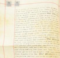 1897 Angol nyelvű szerződés ingatlan bérbeadásáról, Mary Sudbury és James Nayler felek között, 4 old...