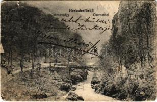 1906 Herkulesfürdő, Baile Herculane; Csernavölgy, híd / Cerna river valley, bridge (Rb)