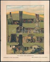 cca 1910-1920 Das Innere eines Bergwerkes / Szénbánya belső nézete, színes litográfia, Lith. u. Druck von Ed. Hölzel, Wien, hajtásnyommal, lapméret: 24x19,5 cm