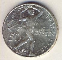 Csehszlovákia 1948. 50K Ag "Prágai felkelés" T:2