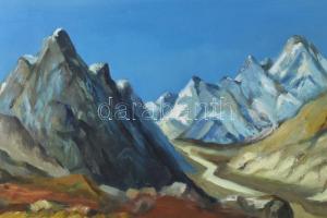 Olvashatatlan jelzéssel (...Árpád): Hegyvidéki táj. Olaj, vászon. Dekoratív fakeretben. 47X62 cm