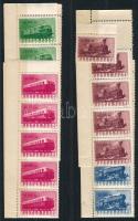 1946 10 db Vasútjubileum sor, 10.000ap kivételével ívsarki 10-es csíkban (40.000)