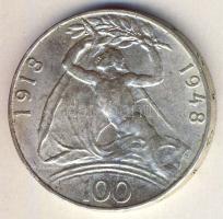 Csehszlovákia 1948. 100K Ag "Függetlenség" T:2