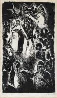 Ladányi Imre (1902-1986): Nightclub, 1931. Fametszet, papír, jelzett, számozott (14/20), üvegezett fakeretben, 27×17 cm