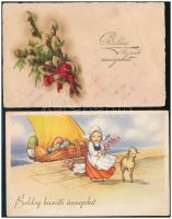 15 db RÉGI húsvéti üdvözlő motívum képeslap vegyes minőségben / 15 pre-1945 Easter greeting motive postcards in mixed quality