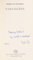Birkás Endre: Vakvagány. A szerző, Birkás Endre (1913-1975) író által Pastinszky Miklós (1914-1986) ...