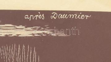 Vadász Endre (1901-1944): Szent család (Daumier után), fametszet, papír, jelzés nélkül, jobb felső s...