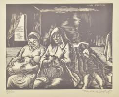 Vadász Endre (1901-1944): Szent család (Daumier után), fametszet, papír, jelzett, számozott (94/100), lap széle kissé sérült, 19x24 cm