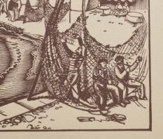 Vadász Endre (1901-1944): Tengerpart. Fametszet, papír, jelzés nélkül, 19,5x25 cm