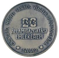 ~1970-1980. &quot;20 éves államigazgatási emlékérem - Csongrád megyei Tanács Végrehajtóbizottsága - Szeged&quot; ezüstpatinázott bronz emlékérem (70mm) T:XF patina