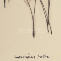 Macskássy Izolda (1945-2021): Lovak. Vegyes technika, selyem, jelzett. Kartonra kasírozva. 32x23,5 c...