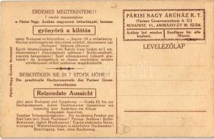 Budapest VI. Párisi Nagy Áruház utcai homlokzata, reklám (EK)