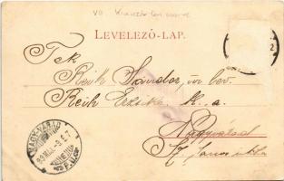 1899 (Vorläufer) Budapest VII. István tér (Klauzál tér) és a vásárcsarnok, Laufer József bor és sörh...