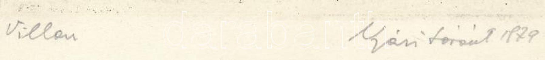 Nyári Lóránt (1928-1982): Villon, 1979. Rézkarc, papír, jelzett, lapszéli kisebb szakadással, 20×11 ...