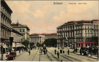 1908 Budapest VIII. Kálvin tér, Nemzeti Múzeum, gyógyszertár, villamos