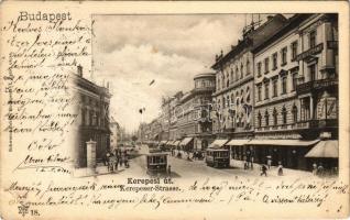 1902 Budapest VII. Kerepesi út, Hotel Orient szálloda, Emke kávéház, villamos, Edvi Illés István üzlete (EB)