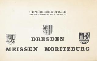 cca 1973 Német történelmi városképek (Drezda, Meissen, Moritzburg), 3 db régi metszetekről készült r...
