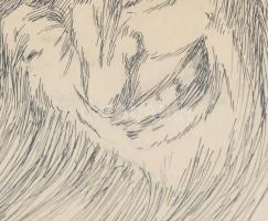 Hanna Melanie/Mela (1892-1973): Csodakerék, 1921. Tus, papír, jelezve jobbra lent. Üvegezett fakeret...