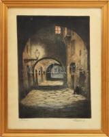 Paulovits Pál (1892-1975): Firenzei sikátor. Színezett rézkarc, papír, jelzett, üvegezett fakeretben. 33×23,5 cm