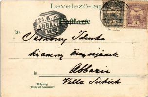 1900 Segelreffen / Kormányzás a viharban / Sailing ship in the storm. litho