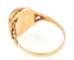 14K arany (Au) pecsétgyűrű achát kővel. Jelzett m: 65, 5,09 g