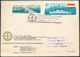1970 Levél 75 éves a magyar állami hajózás alkalmi bélyegzéssel Trieszt, Olaszországba küldve