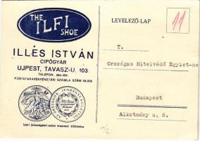 1938 The Ilfi Shoe - Illés István cipőgyár reklámja. Budapest, Újpest, Tavasz u. 103. (apró lyukak / tiny pinholes)