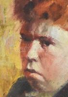 Szendef v. Szendeff jelzéssel (Gyula?): Vörös hajú fiú portréja. Olaj, karton. Dekoratív, kissé sérü...